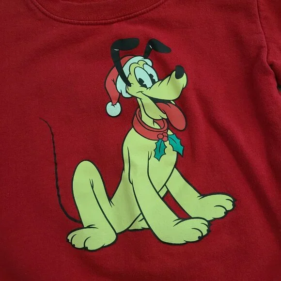 Disney Junior Pluto Christmas Holiday Sweatshirt Red Size Toddler 3T - Picture 3 of 6